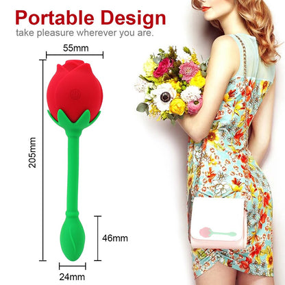 IKOKY 2 In 1 Anal Plug Sucking Vibrator Tail Vibration Clitoris Stimulation Vagina Nipple Massager Rose Shape Sex Toys for Women