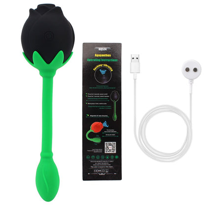 IKOKY 2 In 1 Anal Plug Sucking Vibrator Tail Vibration Clitoris Stimulation Vagina Nipple Massager Rose Shape Sex Toys for Women
