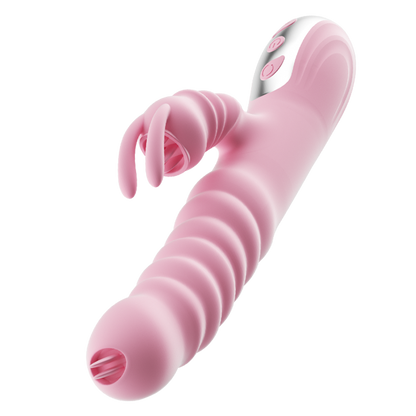 Licking Vibrating Rabbit Vibrator Telescopic Vibrator Swing Heating Fidget Pink Adult Product Sex Toys For Woman Masturbator