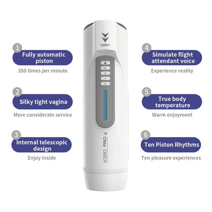 Leten Electric Piston Heating Vagina Vibrator Mmale Automatic Overlength Thrusting Masturbation Voice Sucking Sex Toys for Men