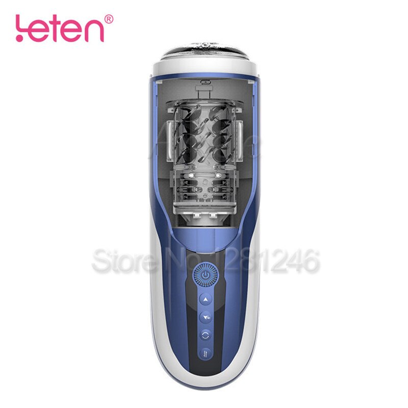 Leten Male Masturbation Cup Silicone Vagina Automatic Telescopic Piston Rotating Interactive Sex Moaning Sex Machine Toy for Men
