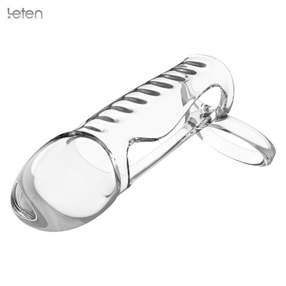 Leten Penis Sleeve Extend Soft Cock Ring Male Penis Extension Sleeves Sex Toys for Men Dildo Sheath Delayed Ejaculation Training