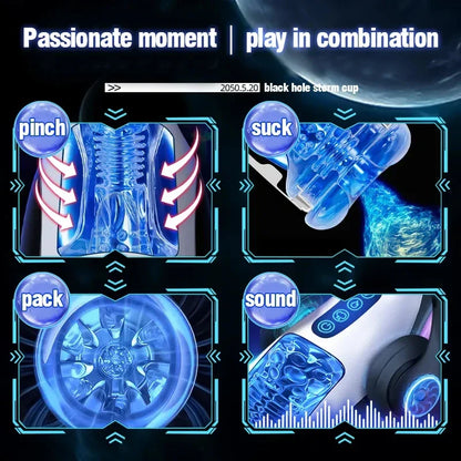 Male Masturbator Automatic Blowjob Cup Powerful Sucking Vaginal Mouth Intelligent Heated Masturbator Adult Sex Toys For Men