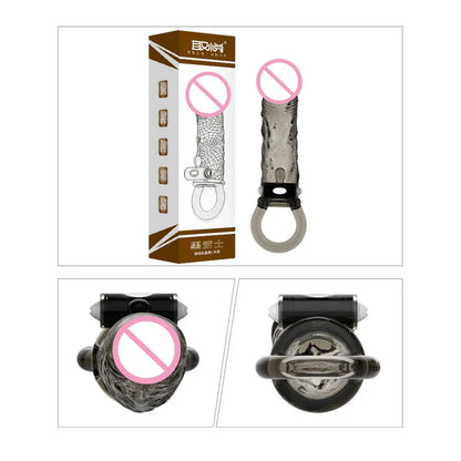 Man Penis Extender Dildo Sex Toys Condones  Realistic Condoms for Men Penis Vibrator Sleeve Reusable Vibe Condoms Extend