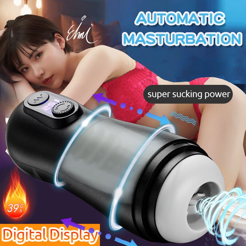Masturbation สำหรับชาย Automatic Piston Telescopic อัจฉริยะอมควยดูด Masturbator Sex Machine สำหรับชายผู้ใหญ่ของเล่นสำหรับชาย