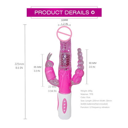 Masturbator Anal Plug Rabbit Vibrator for Women Vagina G-Spot Clitoris Stimulator Rotating Powerful Dildo Massage Adult Sex Toy