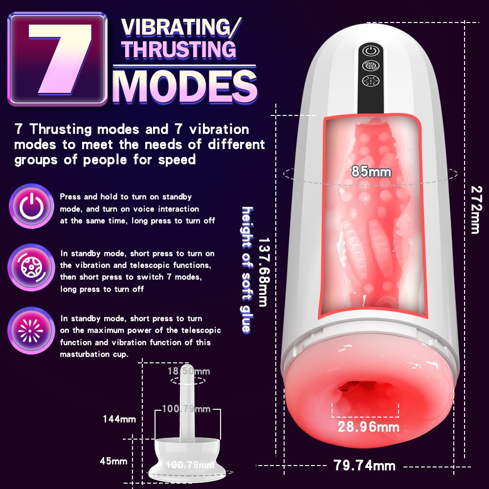 Automatic Male Masturbator Cup Suction Realistic Silicone Vagina Men's Glans Masturbating Men's Adult Sex Toy