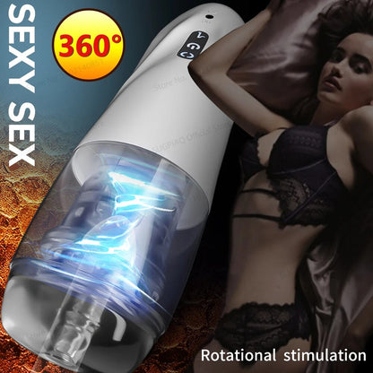 ชาย Masturbator อัตโนมัติหมุนกระเป๋า Pusssy อมควยซิลิโคนช่องคลอดเซ็กซ์ทอยผู้ใหญ่เครื่อง Masturbation สำหรับเครื่องมือ