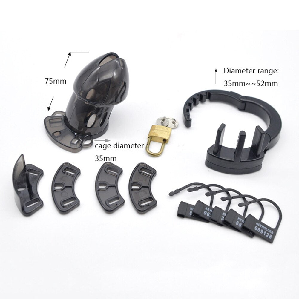Mini Male Chastity Cock Cage Penis Belt Lock with Four Rings Gay G-spot Stimulator Adults Sex Toys for Man