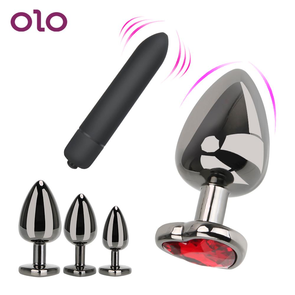 OLO S/M/L จุกเสียบก้นไวเบรเตอร์กระสุน เครื่องนวดต่อมลูกหมาก จุกทวารแบบปรับความเร็วได้ ของเล่นทางเพศสำหรับผู้ชายและผู้หญิง