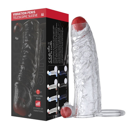 Penis Vibrator Extender Sleeve Delay Ejaculation Reusable ถุงยางอนามัยขยาย Cock แหวนของเล่นสำหรับผู้ใหญ่สำหรับผู้ใหญ่ Dick Enlarger