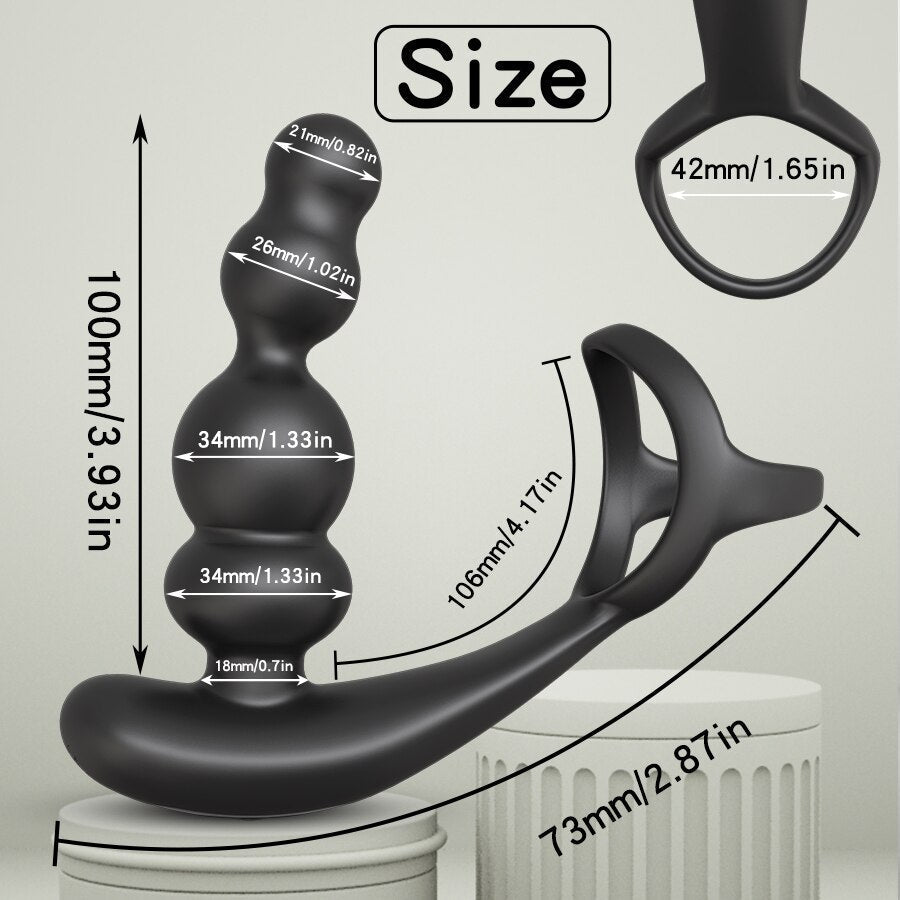 ชายเครื่องนวดต่อมลูกหมากแบบสั่น 360° หมุน ปลั๊กทวาร แหวนอวัยวะเพศ ปลั๊กบั้นท้ายแบบสั่น ควบคุมไร้สาย ของเล่นทางเพศสำหรับชาย เครื่องช่วยสำเร็จความใคร่