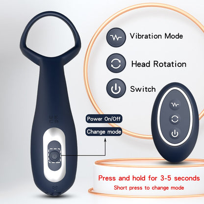ชายเครื่องนวดต่อมลูกหมากแบบสั่น 360° หมุน ปลั๊กทวาร แหวนอวัยวะเพศ ปลั๊กบั้นท้ายแบบสั่น ควบคุมไร้สาย ของเล่นทางเพศสำหรับชาย เครื่องช่วยสำเร็จความใคร่
