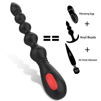 ของเล่นผู้ชายช่วยกระตุ้นต่อมลูกหมาก เครื่องสั่นลูกปัดทวาร 9 โหมดอันทรงพลัง ของเล่นทวารเทียมแบบยืดหยุ่น ปลั๊กบัทปลั๊กกันน้ำ