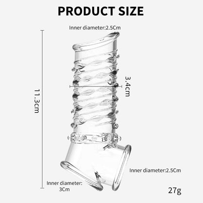 Reusable Penis Sleeve Soft Glans Penis Enlarger Extender Delay Ejaculation Cock แหวนแขนของเล่นสำหรับผู้ใหญ่สำหรับผู้ใหญ่สินค้าเร้าอารมณ์