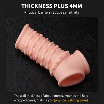 Reusable Penis Sleeve Soft Glans Penis Enlarger Extender Delay Ejaculation Cock แหวนแขนของเล่นสำหรับผู้ใหญ่สำหรับผู้ใหญ่สินค้าเร้าอารมณ์