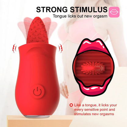 Rose Clitoris Stimulation Vibrator for Women G Spot VibrationTongue Licking Oral Vagina Nipple Massager Female Masturbator