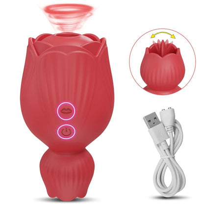 Rose Sucking ลิ้นเลียเครื่องสั่น สำหรับผู้หญิง กระตุ้นปุ่มกระสัน เครื่องดูดสุญญากาศหัวนม เครื่องดูดจิ๋ม ของเล่นผู้ใหญ่ทางเพศสำหรับผู้หญิง