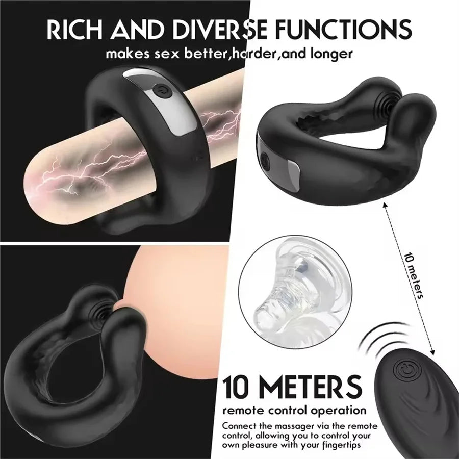 Wireless Remote Vibrating Penis Ring Cock Ring Vibrator Delay Ejaculation Cockring Male Masturbator Sex Toys For Men Gay 18