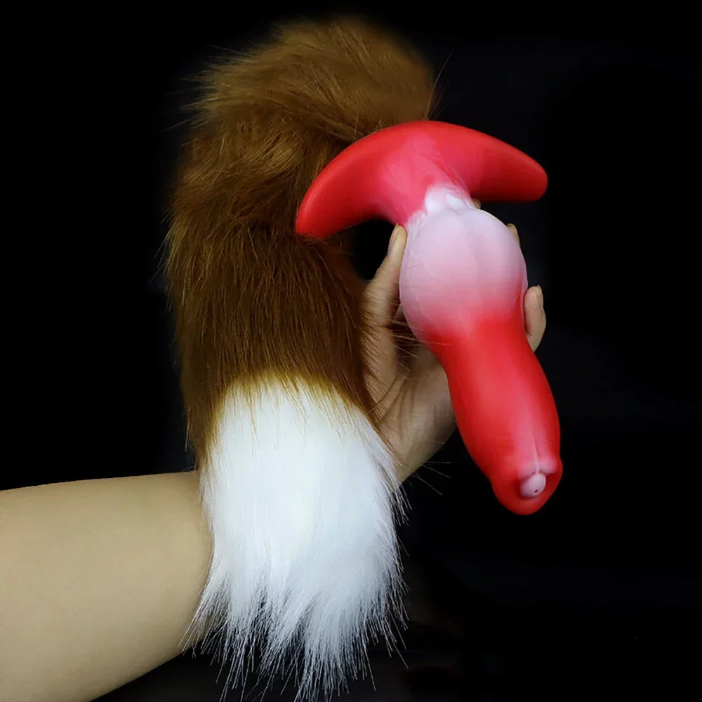 Adult Sex Games Anal Plug With Tail Soft Silicone Dog Knot Butt Plug Wearable Tail Detachable Cosplay Sex Toys For Women Men