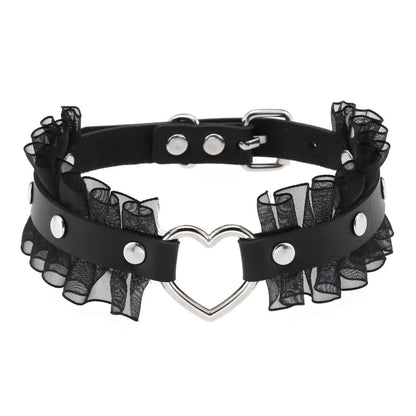 สร้อยคอโชกเกอร์ BDSM สไตล์พังค์สำหรับผู้ชาย สร้อยคอหนังสังเคราะห์โกธิค โซ่คาดตัวสำหรับผู้หญิง