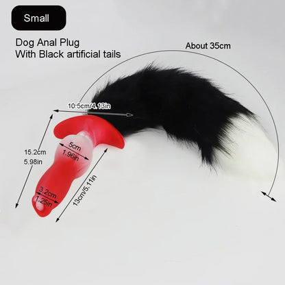 Adult Sex Games Anal Plug With Tail Soft Silicone Dog Knot Butt Plug Wearable Tail Detachable Cosplay Sex Toys For Women Men