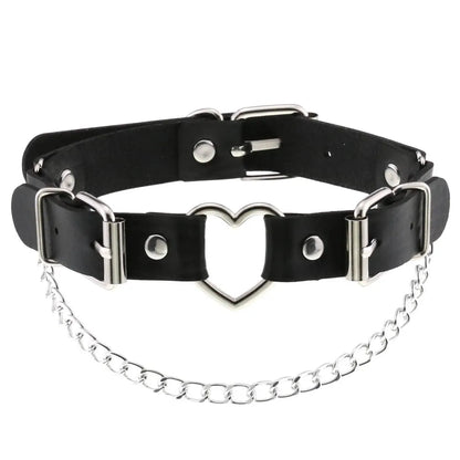 สร้อยคอโชกเกอร์ BDSM สไตล์พังค์สำหรับผู้ชาย สร้อยคอหนังสังเคราะห์โกธิค โซ่คาดตัวสำหรับผู้หญิง