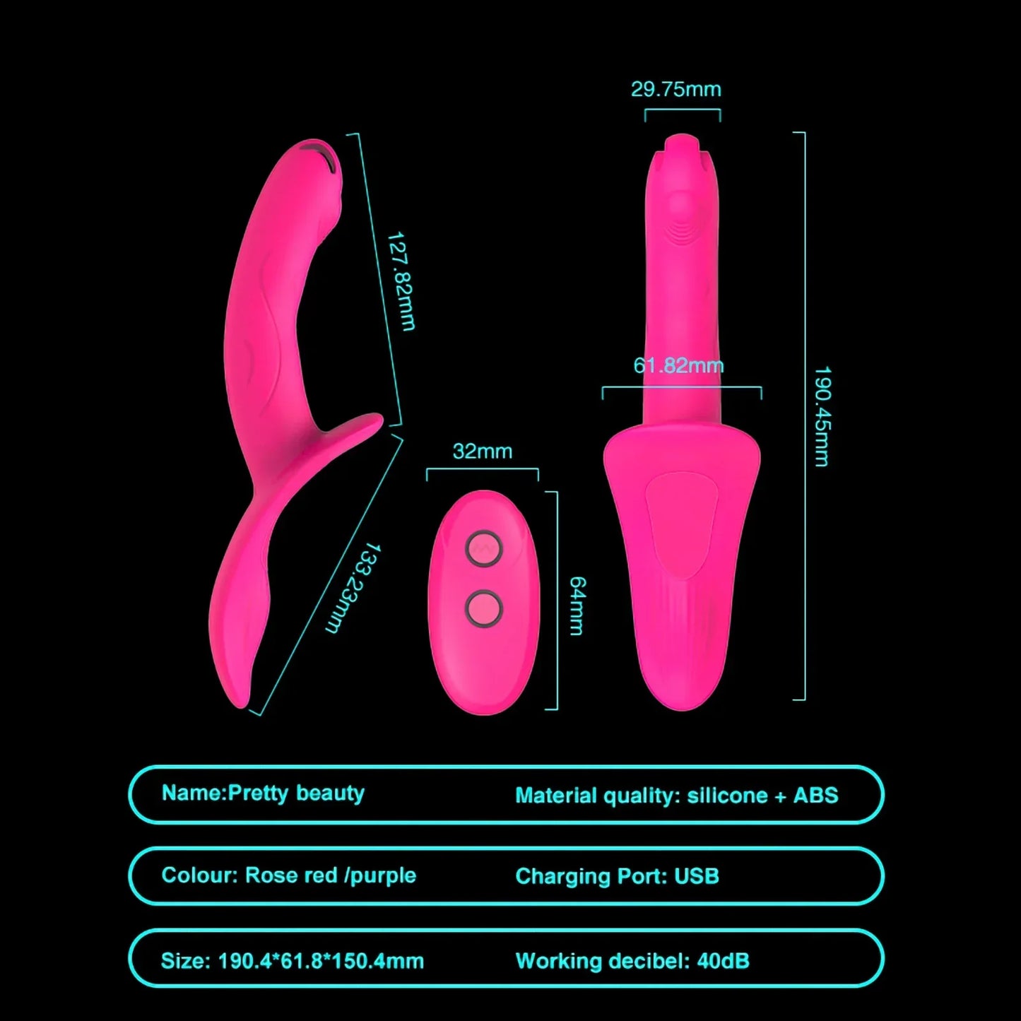 เครื่องนวดสองหัวแบบสวมใส่ 7 โหมด สำหรับผู้หญิง คู่รักเลสเบี้ยน ชาร์จ USB ได้ ดิลโด้แบบรัดไร้สาย อุปกรณ์ช่วยกระตุ้นสำหรับผู้ใหญ่