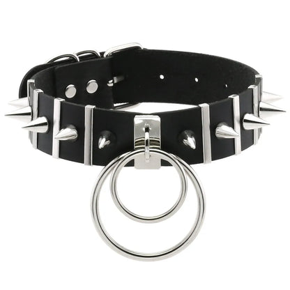 สร้อยคอโชกเกอร์ BDSM สไตล์พังค์สำหรับผู้ชาย สร้อยคอหนังสังเคราะห์โกธิค โซ่คาดตัวสำหรับผู้หญิง