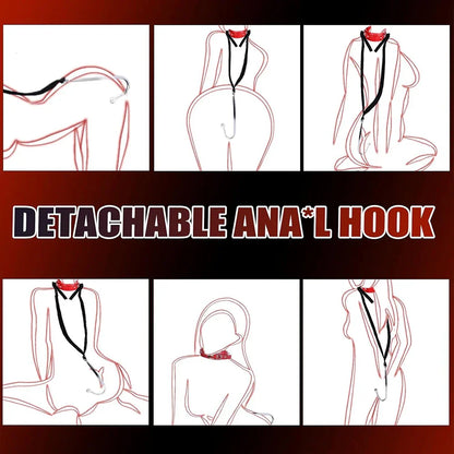 Sex Bondage BDSM Kit Sexy Slave Adjustable Leather Hand Ankle Cuffs Choker Anal Plug for Couple SM Sex Games Tool Cosplay Toys