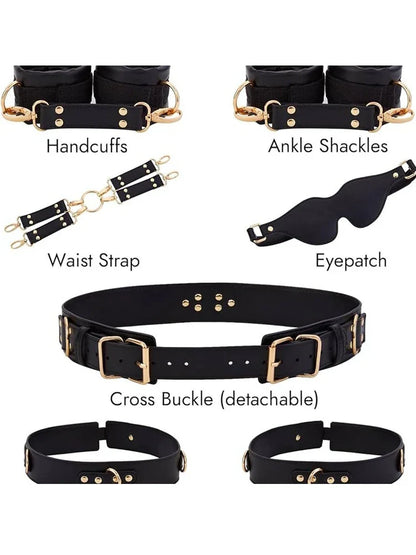 Sex Bondage BDSM Handcuffs Ankle Cuff Restraints SM Slave Waist Harness Couple Fetish Toy Kits Hand Restraint Cuff Eyeblinder