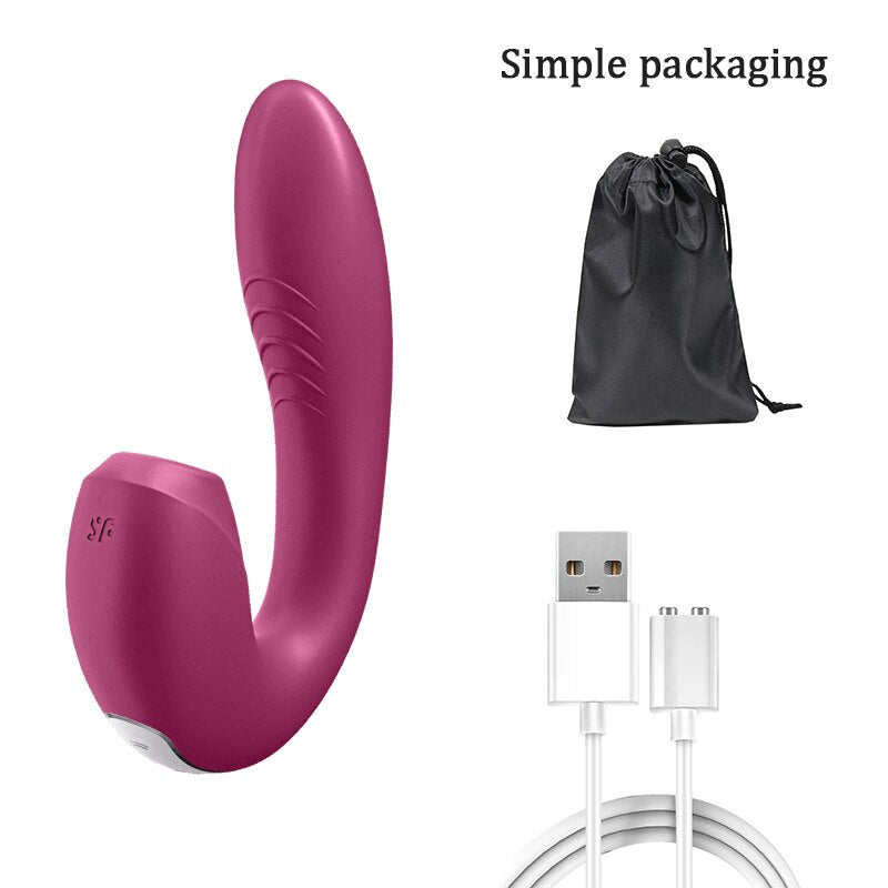 Satifyer ไวเบรเตอร์สำหรับผู้หญิงแอป Sunray.ไวเบรเตอร์2in1U-shaped สั่นได้18คู่