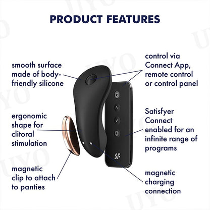 Satisfyer Little Secret เชื่อมต่อ App แม่เหล็กสวมใส่ Vibrator รีโมทคอนโทรล Clitoral Stimulator คู่ Vibrators สำหรับผู้หญิง UYO