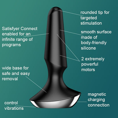 Satisfyer Plug-Ilicious 2 App รีโมทคอนโทรลต่อมลูกหมาก Massager Buttplug ของเล่นสำหรับชาย Vibrator ซิลิโคนวัสดุหญิง Anal Plug