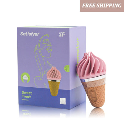 เยอรมนี Satisfyer Sweet Treat Ice Cream Cone Vibrator เพศของเล่นสำหรับหญิงนุ่มซิลิกาเจล Clitoris Stimulator UYO Mini ผู้ใหญ่ของเล่น
