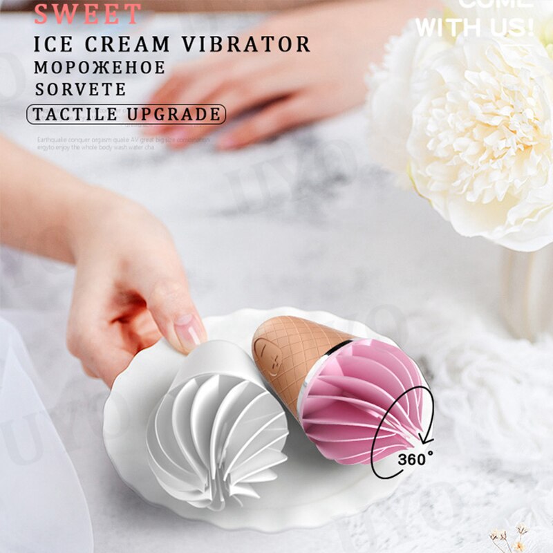 เยอรมนี Satisfyer Sweet Treat Ice Cream Cone Vibrator เพศของเล่นสำหรับหญิงนุ่มซิลิกาเจล Clitoris Stimulator UYO Mini ผู้ใหญ่ของเล่น