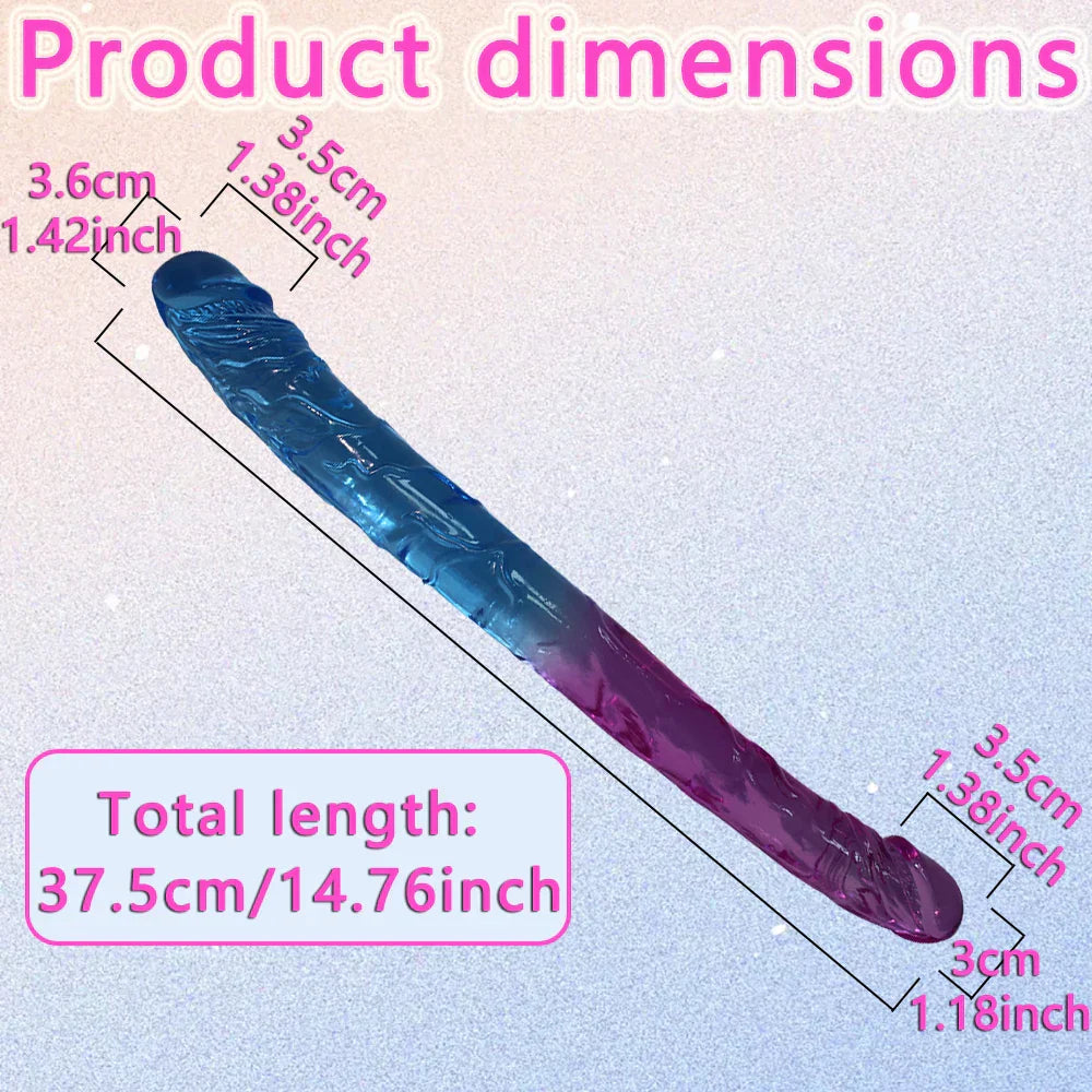 Two sizes of long double-headed dildos. double-sided crystal dildos. for anal and G-spot stimulation. unisex