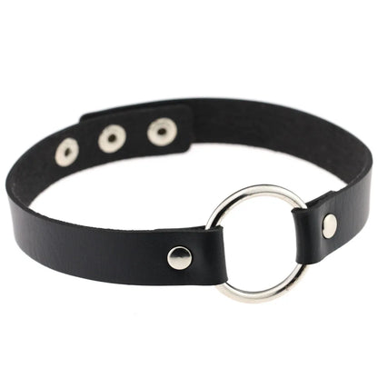 สร้อยคอโชกเกอร์ BDSM สไตล์พังค์สำหรับผู้ชาย สร้อยคอหนังสังเคราะห์โกธิค โซ่คาดตัวสำหรับผู้หญิง