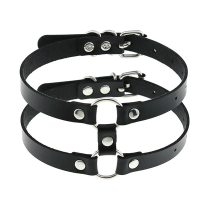 สร้อยคอโชกเกอร์ BDSM สไตล์พังค์สำหรับผู้ชาย สร้อยคอหนังสังเคราะห์โกธิค โซ่คาดตัวสำหรับผู้หญิง
