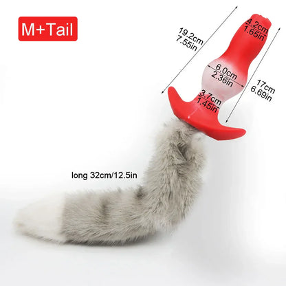 Adult Sex Games Anal Plug With Tail Soft Silicone Dog Knot Butt Plug Wearable Tail Detachable Cosplay Sex Toys For Women Men