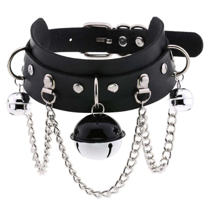 สร้อยคอโชกเกอร์ BDSM สไตล์พังค์สำหรับผู้ชาย สร้อยคอหนังสังเคราะห์โกธิค โซ่คาดตัวสำหรับผู้หญิง