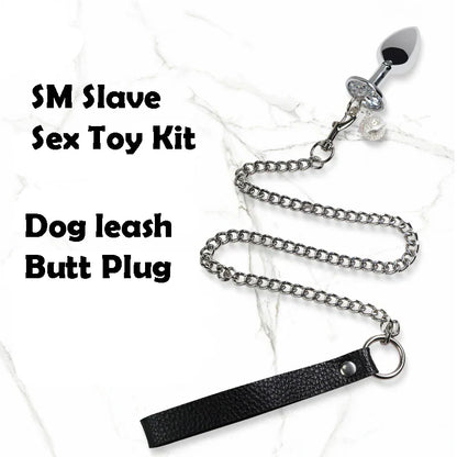 BDSM อุปกรณ์รัดคอ ปลอกคอ สายจูง ชุดปลั๊กอุดก้น ทาส SM ปลั๊กอุดก้นพร้อมโซ่กระดิ่ง สายจูงทาส ชุดเกมผู้ใหญ่คู่รัก