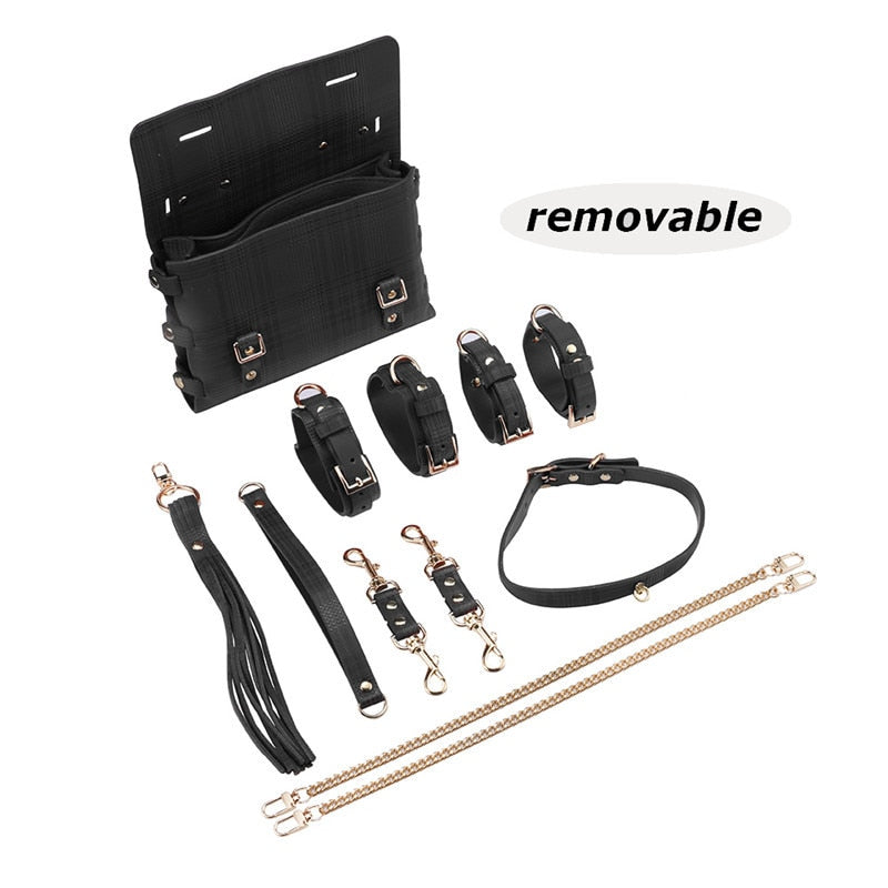 Sex Bondage BDSM Kit Restraints Set Sex Toys with Hand Cuffs Ankle Cuff Bondage Collection &amp; Whip &amp; Collar Choker SM Games