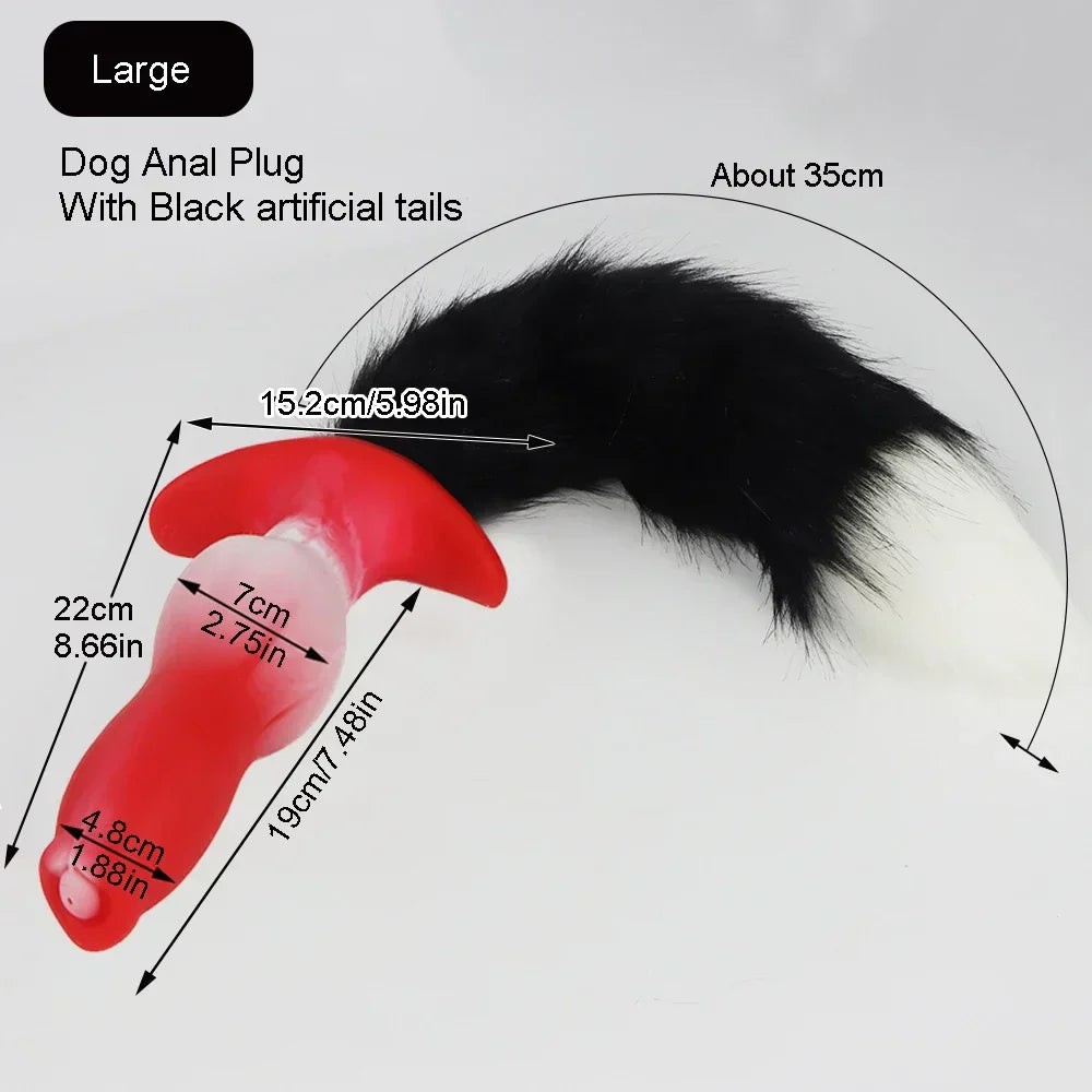 Adult Sex Games Anal Plug With Tail Soft Silicone Dog Knot Butt Plug Wearable Tail Detachable Cosplay Sex Toys For Women Men
