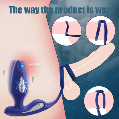 ไฟฟ้า Shock Anal Vibrator Butt Plug ชาย Prostate Massager รีโมทคอนโทรล Delay Ejaculation อวัยวะเพศชาย Cock แหวนเพศของเล่นสำหรับผู้ชาย