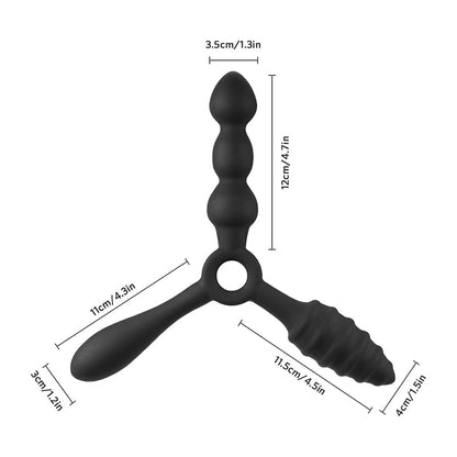 Silicone Butt Vagina Plug 3 In 1 Erotic Anal Sex Toy Anal Beads Butt Plug Anus Prostate Stimulator Massager Anal for Women Men