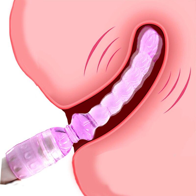 Silicone Jelly Long Anal Vibrator Magic Wand Anal Butt Plug Beads G Spot Massager Adult Sex Toys for Woman Couples Masturbation