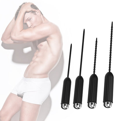 Silicone Urethral Dilators Penis Plug 10 Speed Vibrating Insertion Urethral Plug Catheter Sounds Vibrator Sex Toys for Men Adult