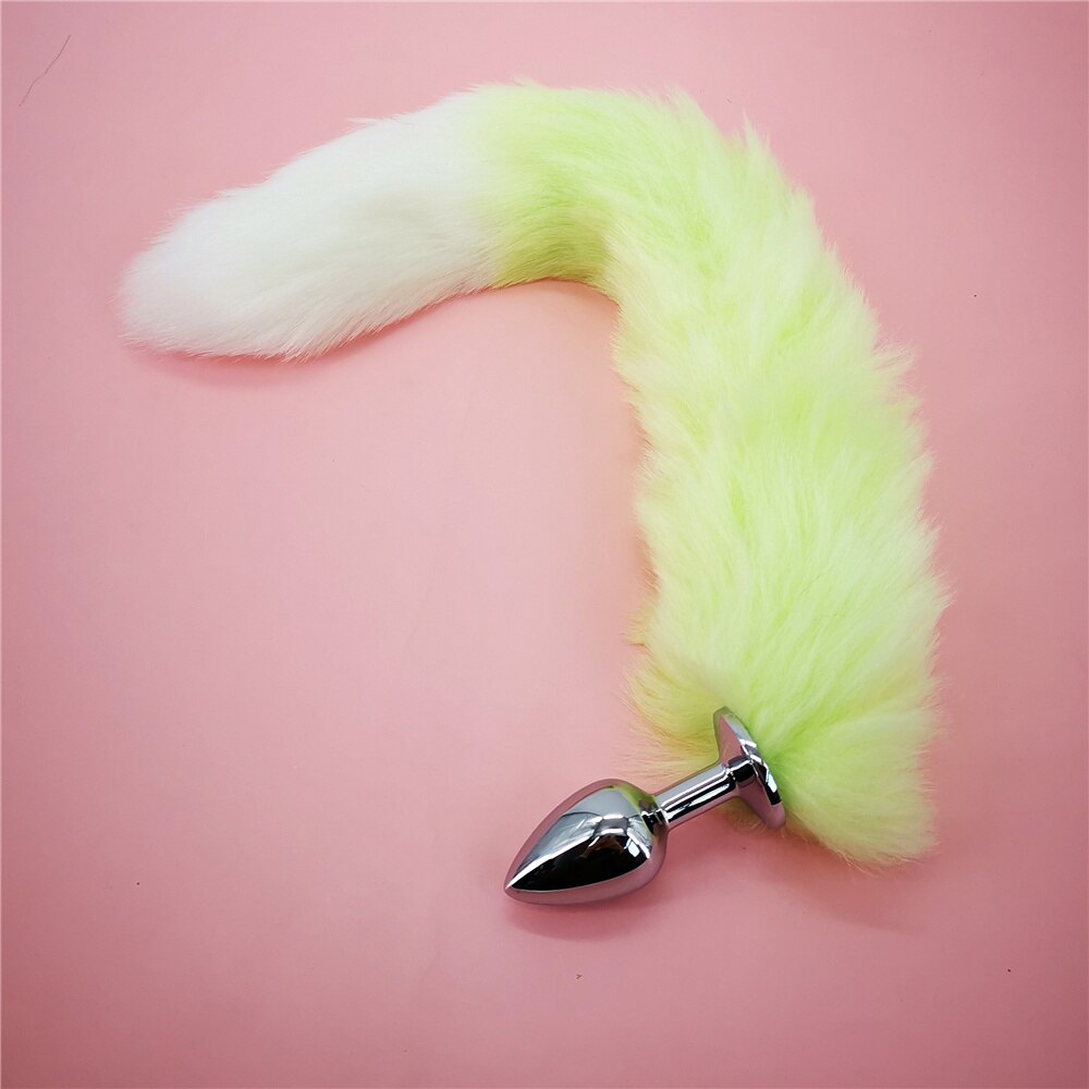 ปลั๊กก้นนิ่ม หางจิ้งจอกปลอมสำหรับคอสเพลย์ ปลั๊กก้นสเตนเลสเรียบลื่น ของเล่นทางเพศสำหรับผู้หญิงและคู่รัก