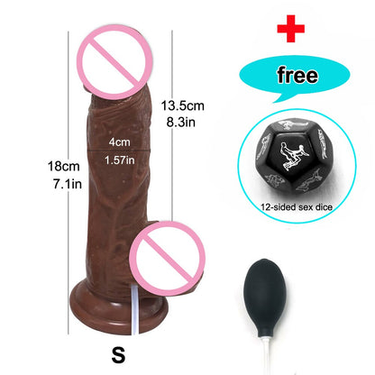 Realistic Squirting Dildo Ejaculating อวัยวะเพศชายสำหรับผู้เริ่มต้น. นุ่ม Dildo โค้งและลูกผู้หญิง G-Spot Anal Prostate